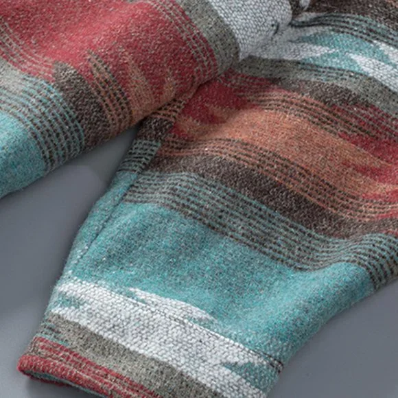 SOLD Flannel Distressed Aztec Shirt Jacket/Shacket Large - Picture 15 of 16